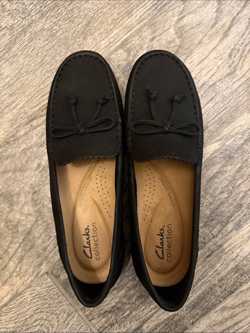 Clarks Black Suede Moccasin Loafers for Women